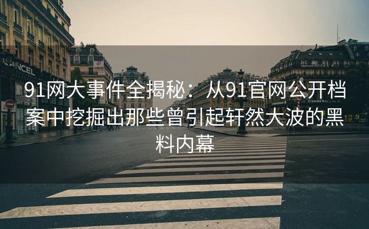 91网大事件全揭秘：从91官网公开档案中挖掘出那些曾引起轩然大波的黑料内幕