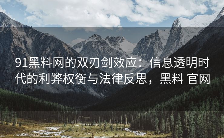 91黑料网的双刃剑效应：信息透明时代的利弊权衡与法律反思，黑料 官网