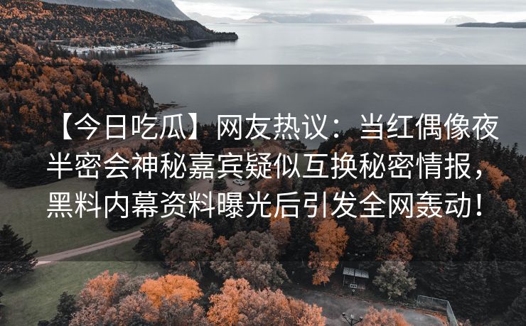 【今日吃瓜】网友热议：当红偶像夜半密会神秘嘉宾疑似互换秘密情报，黑料内幕资料曝光后引发全网轰动！