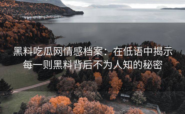 黑料吃瓜网情感档案：在低语中揭示每一则黑料背后不为人知的秘密